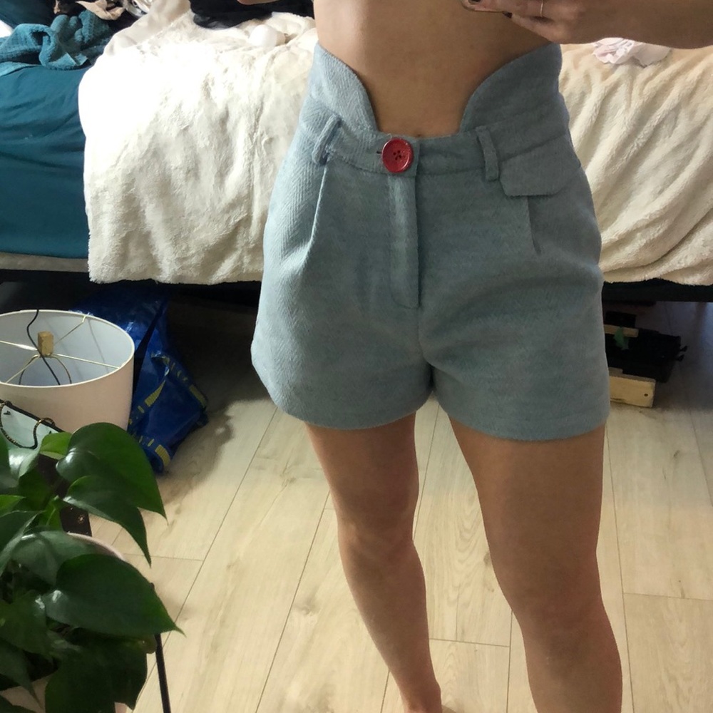 High waisted blue wooly cotton  shorts